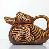 Pitcher - duck-shaped vase in shiny Sarreguemines enamel slip.