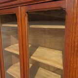Small oak display case, old glass