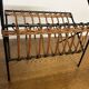End table/ Magazine rack side table in wicker and iron, 1950s