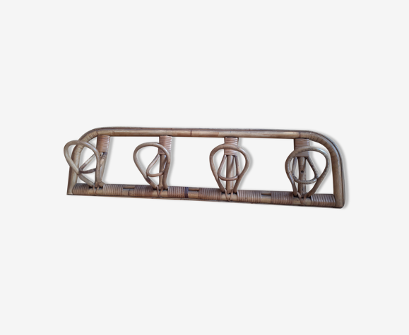 Rattan coat rack 4 hooks