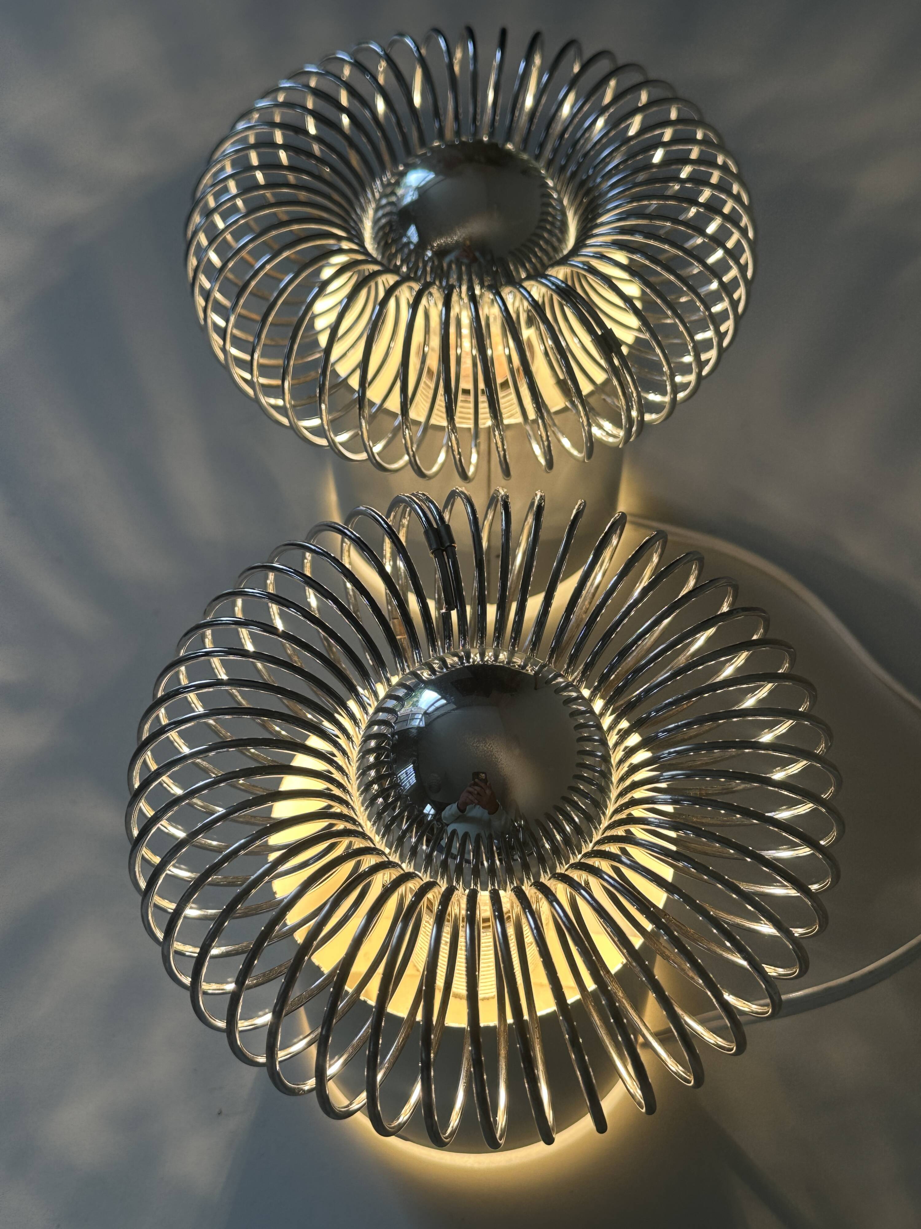 Pair of vintage design spring lamp wall lights from the 70s