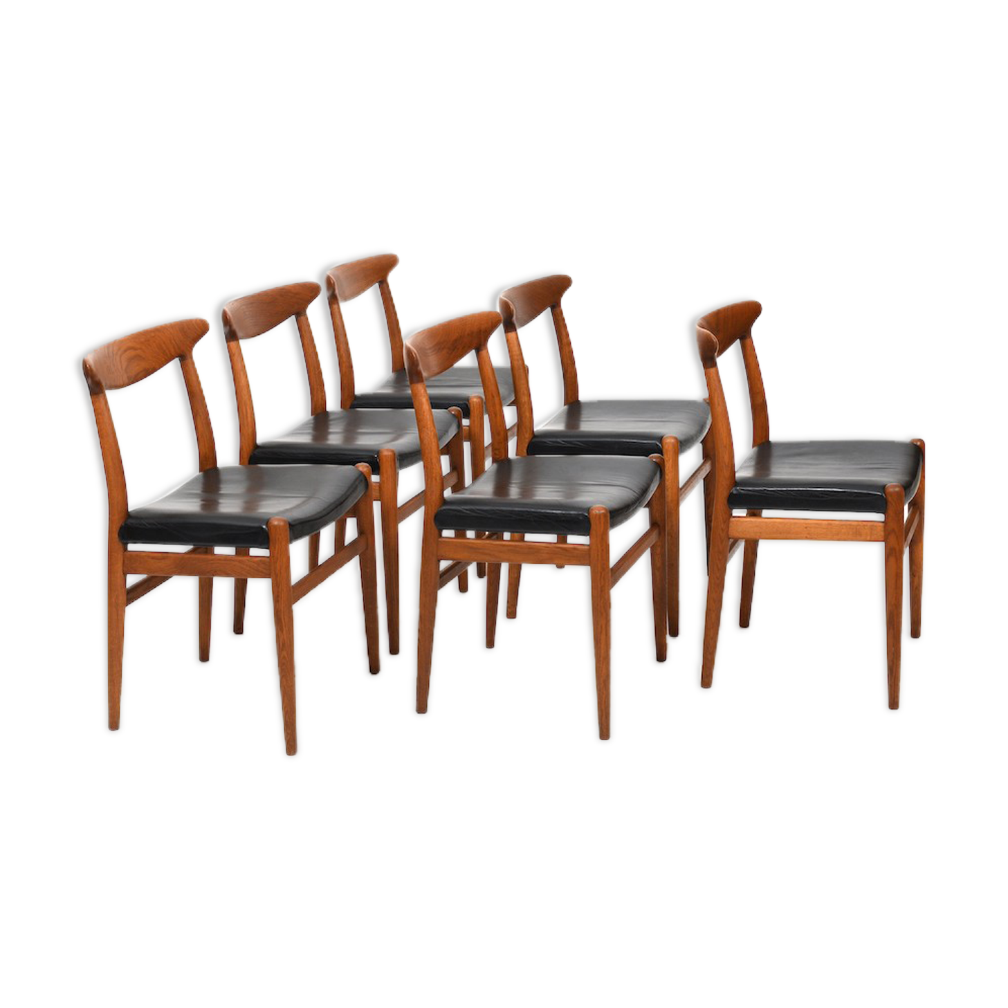 Lot de 6 chaises Hans J. Wegner W2 C.M.Madsen années 1950