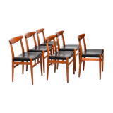 Set of 6 fine Hans J. Wegner W2 Chairs C.M.Madsen 1950s