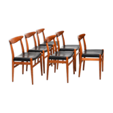 Lot de 6 chaises Hans J. Wegner W2 C.M.Madsen années 1950