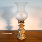 Pegasam SL Spain lamp – alabaster base and vintage engraved glass