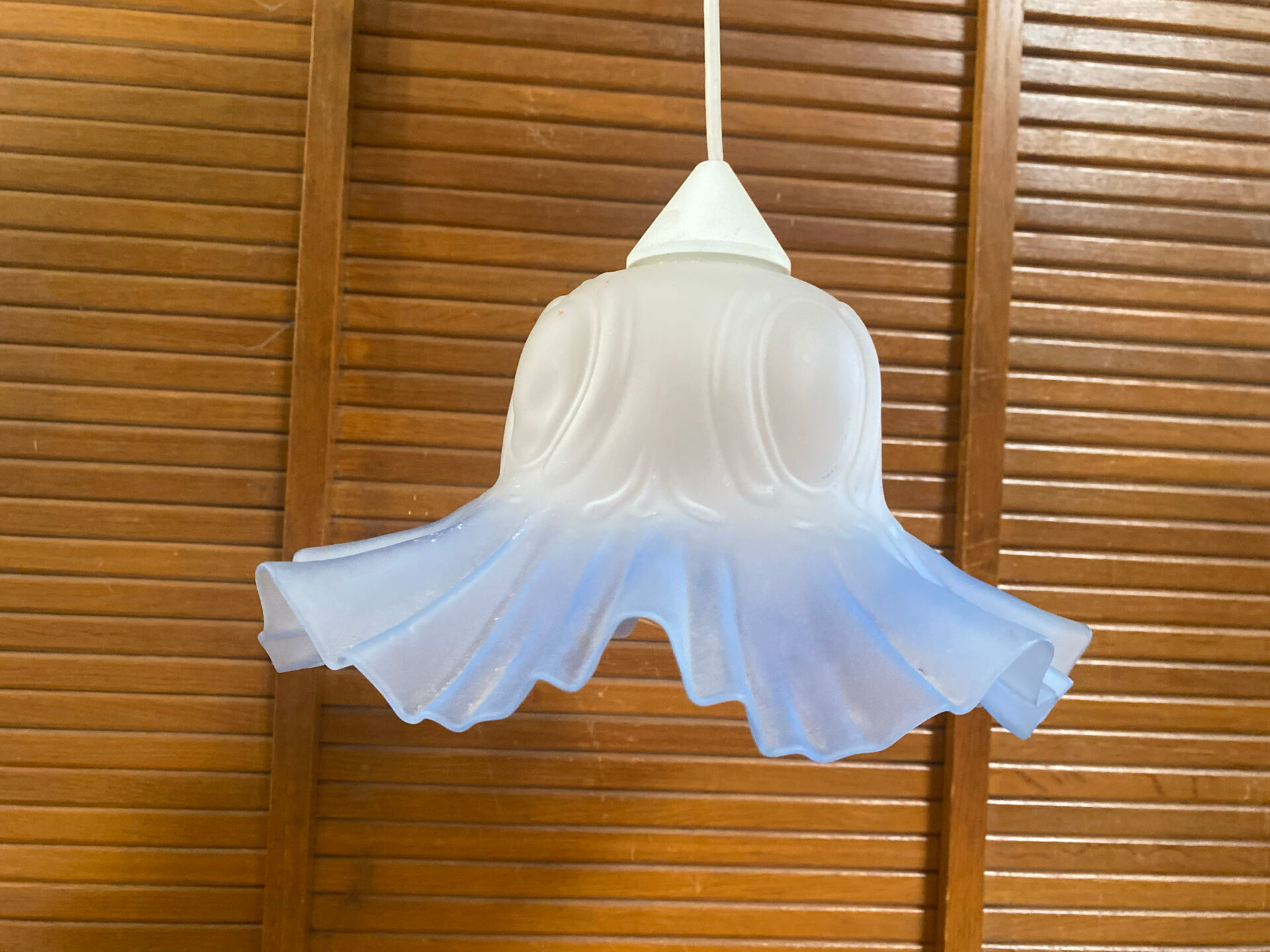 Old tosel suspension frosted blue glass vintage style #e469