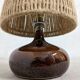 Vintage bedside lamp in enamelled stoneware and jute rope
