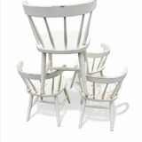 Set of 4 vintage Scandinavian solid wood chairs