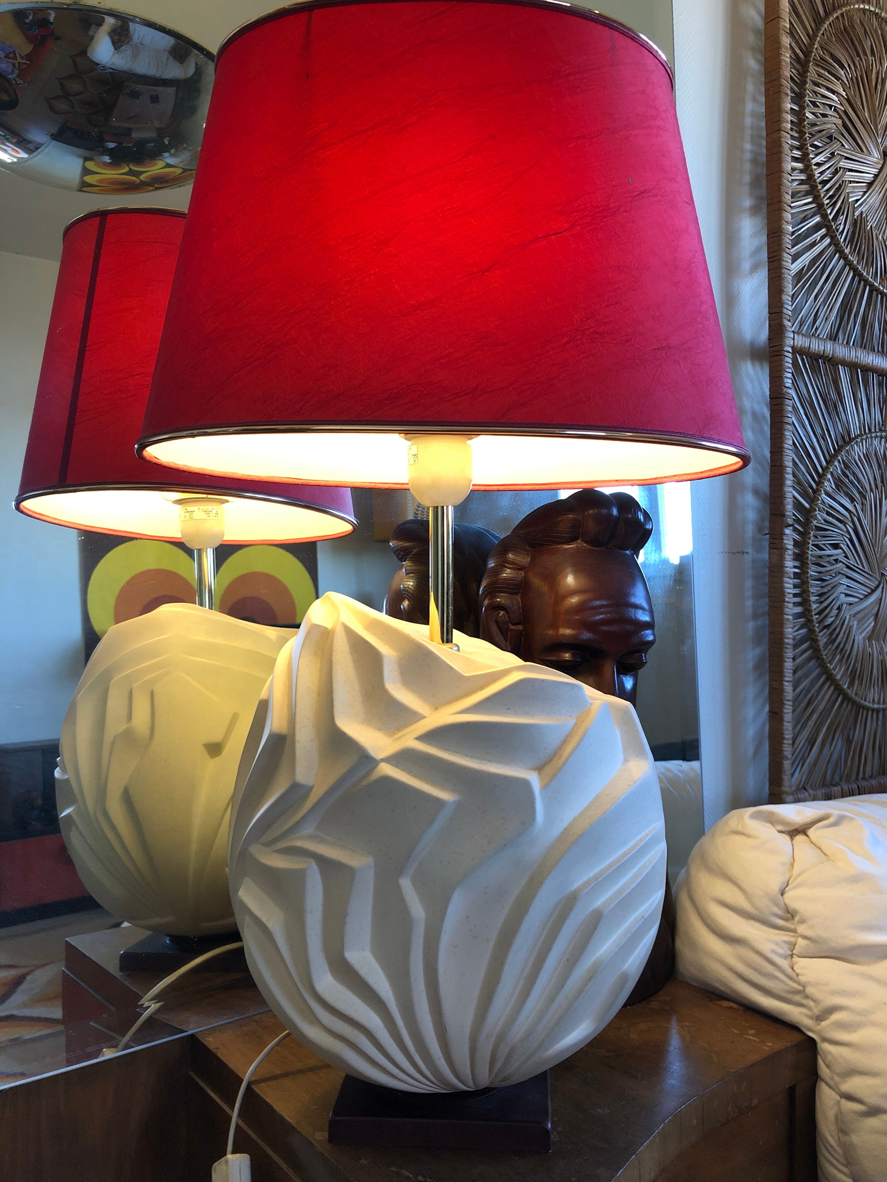 Lampe à poser design monteuse viva villa vintage céramique œuf strié