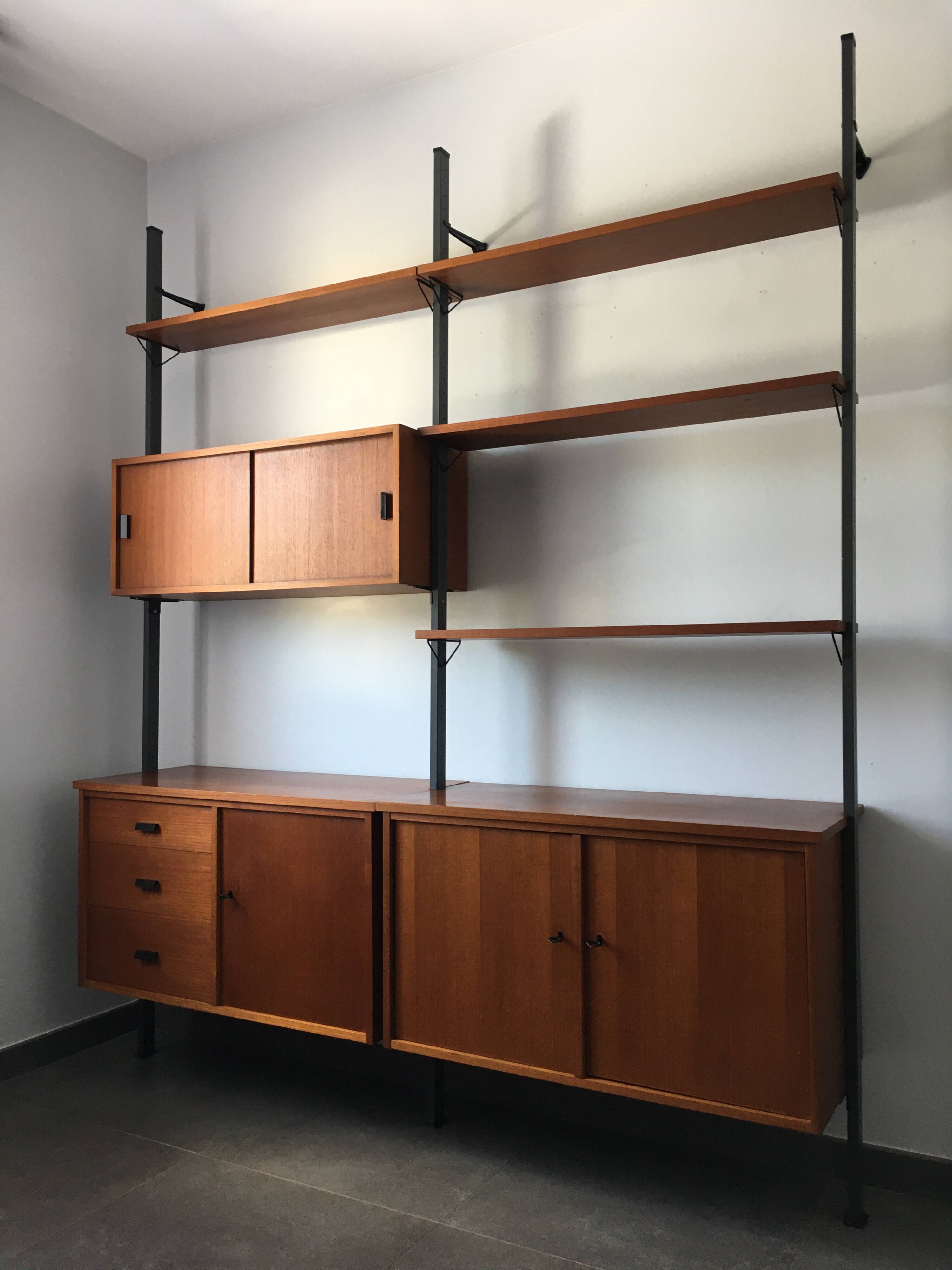 Bibliothèque modulable scandinave Pira Mobel system année 60