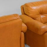 1970 Vintage Coronado Brown Leather Armchairs by Tobia Scarpa for C&B Italia