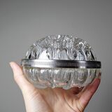Large crystal flower pick with vintage silver metal rim Reims 31 alveol