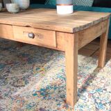 Vintage solid oak farmhouse coffee table 113x64