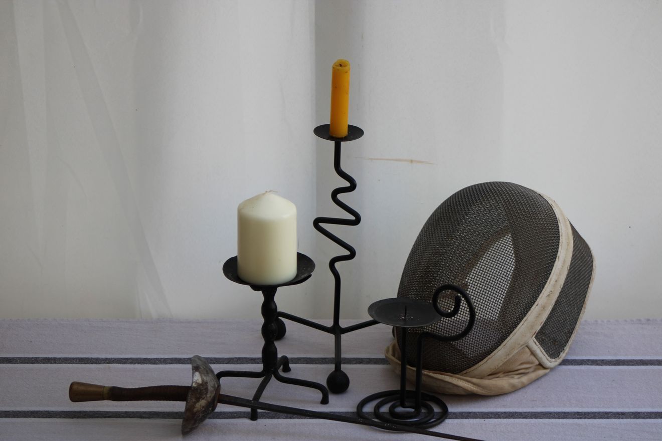 Set of 3 wrought iron candle holders