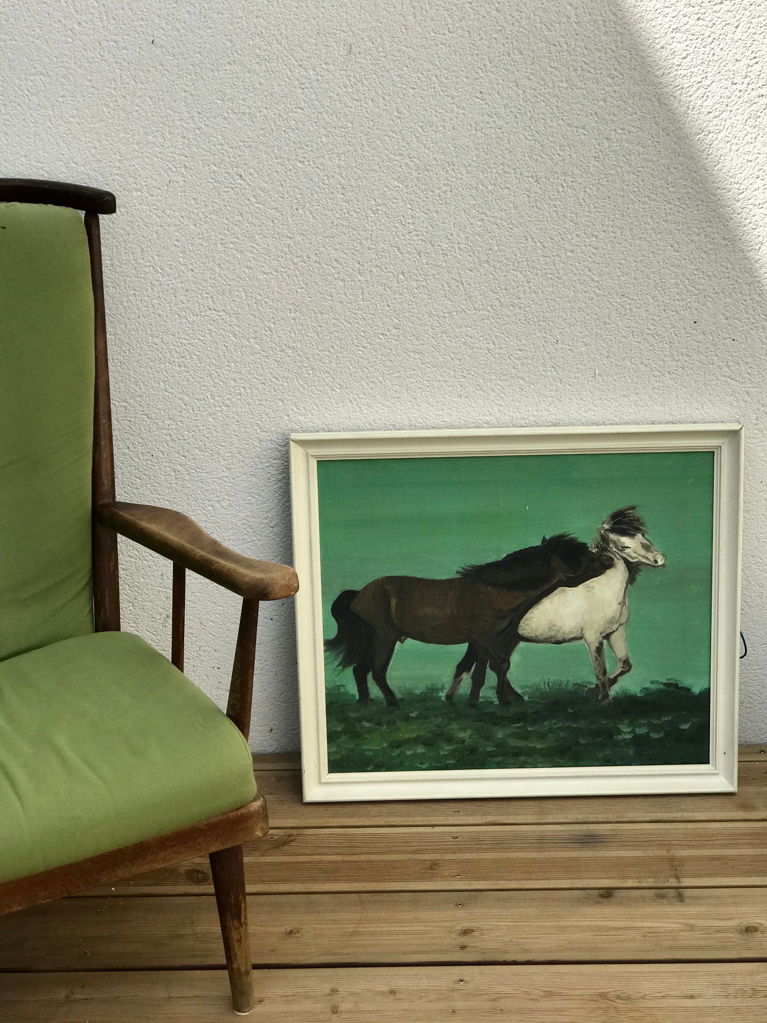 Vintage horses painting