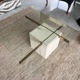Table basse Artedi en travertin et verre 1970