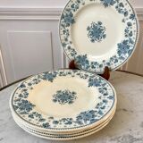 5 flat plates Terre de Fer Sarreguemines model "Estrèes" XIXth