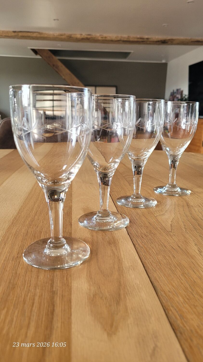 4 antique stemmed glasses