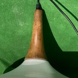 Danish teak and enamel hanging lamp, 1970s