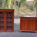 English display cabinet with 2 doors, mahogany imitation, 1990.