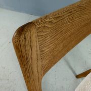 Alfred Christensen Danish oak "Boomerang" chairs set of 6 boucle fabric