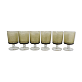 6 Old Luminarc Smoked Foot Glasses H11.5 cm