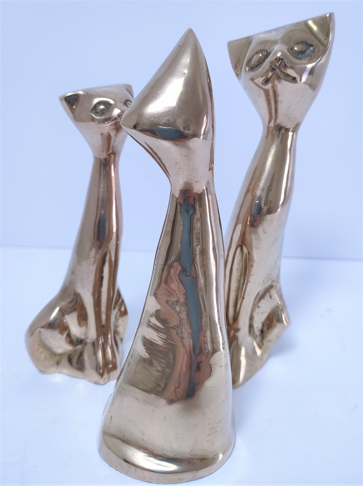 Trois chats laiton massif design années 80