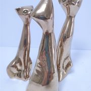 Trois chats laiton massif design années 80