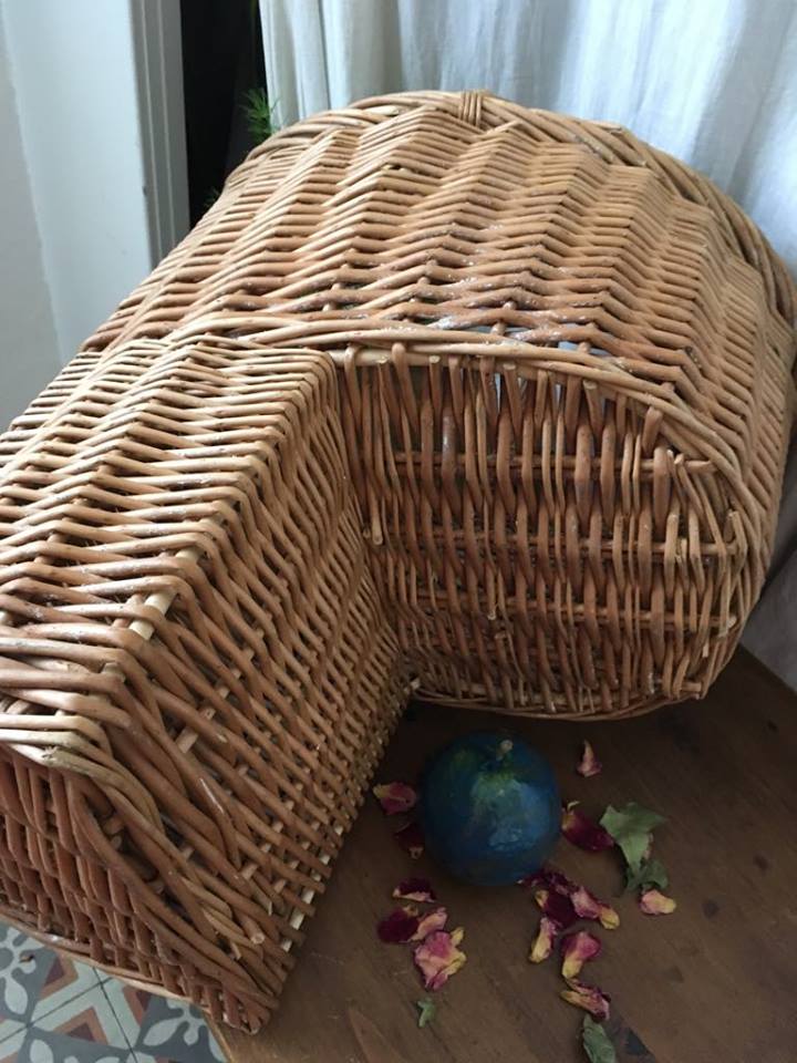 Staircase handcrafted wicker basket