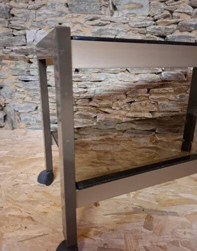 Title: "Chic" Trolley - Brushed Steel & Smoked Glass - Style G