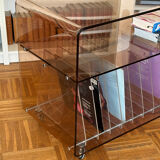 70s smoked Plexiglas hi-fi cabinet