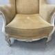 Pair of Louis XV style wing chairs in patinated beech, 20th century
