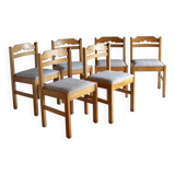 6 Minimalist pine dining chairs | Sweden | 1960s