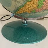 Vintage 1960s Perrina glass globe, green lacquered, world map - 33 cm