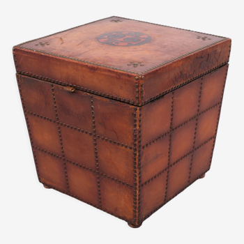 Leather embossed box, France, 1880