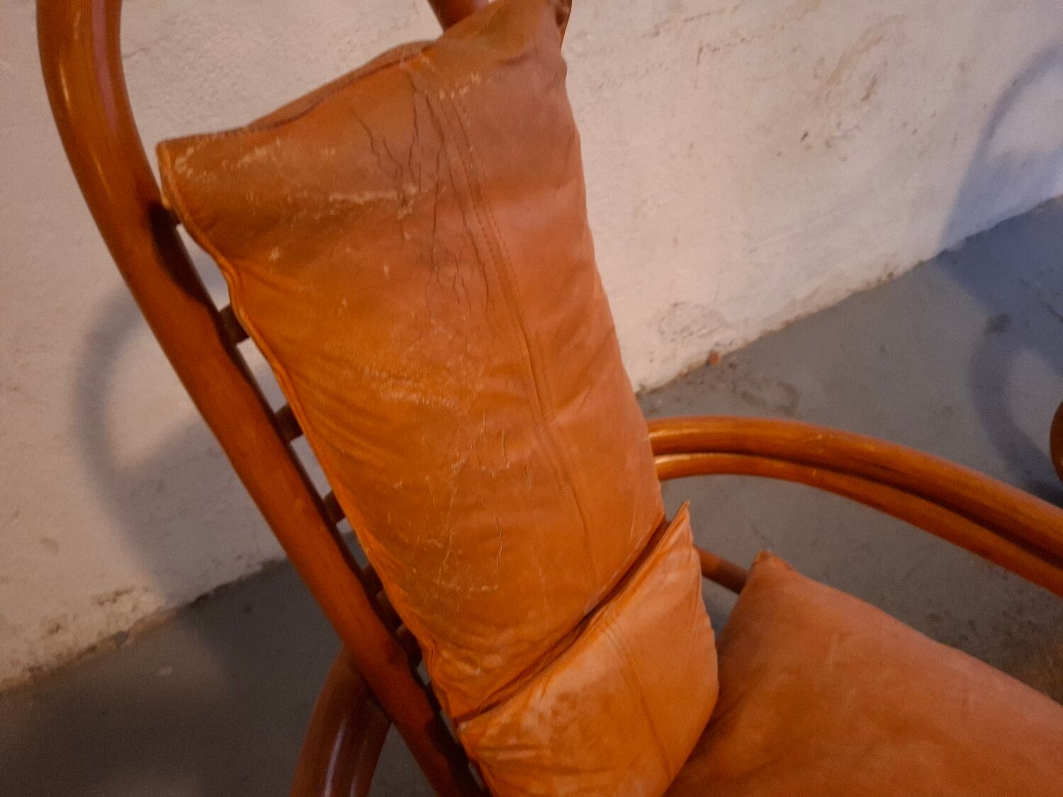 Set de fauteuils en bambou et cuir années 60'S