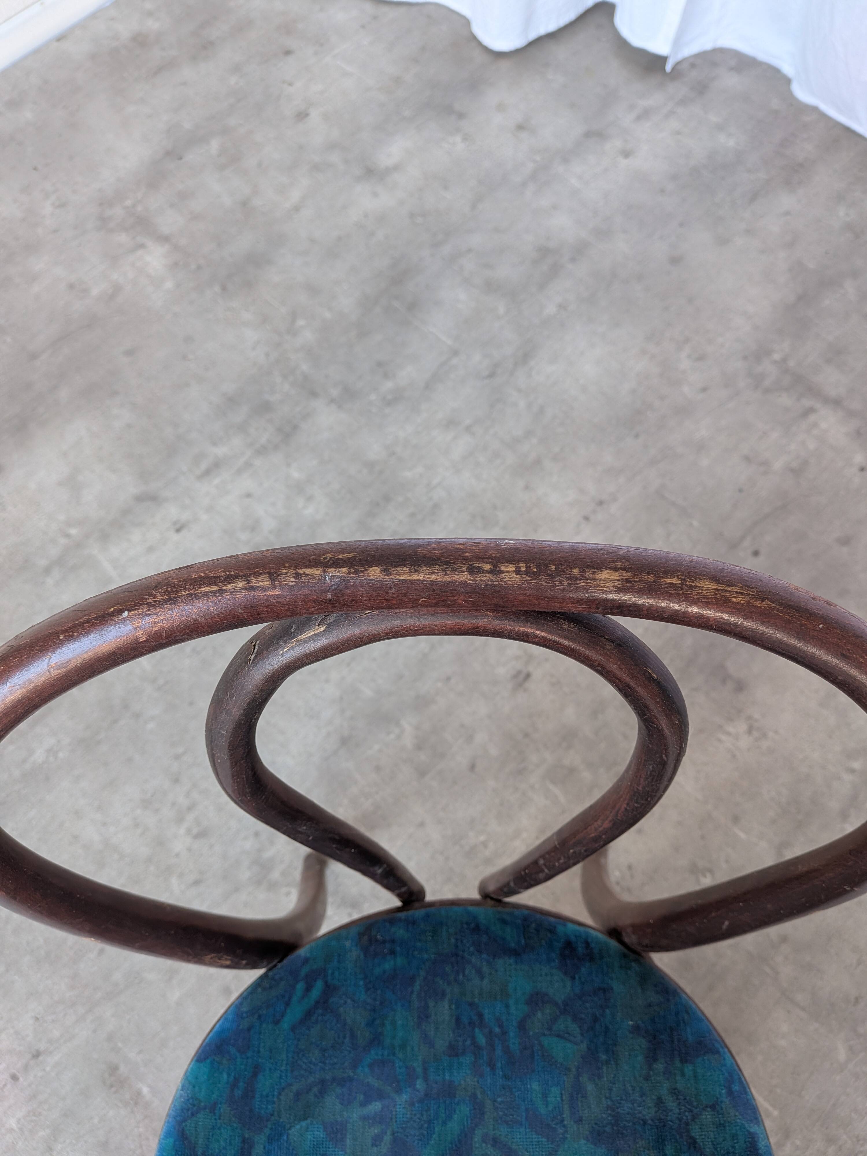Vintage Bentwood Chair with Upholstered Seat / Thonet Style Dining Chair /
