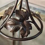 Wrought iron lamp brandt style, muller art deco with pink clichy glass lampshade and gilding 27x21