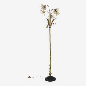 Capiz Shell Floor Lamp Lotus Flowers Standing Lamp Hollywood Regency