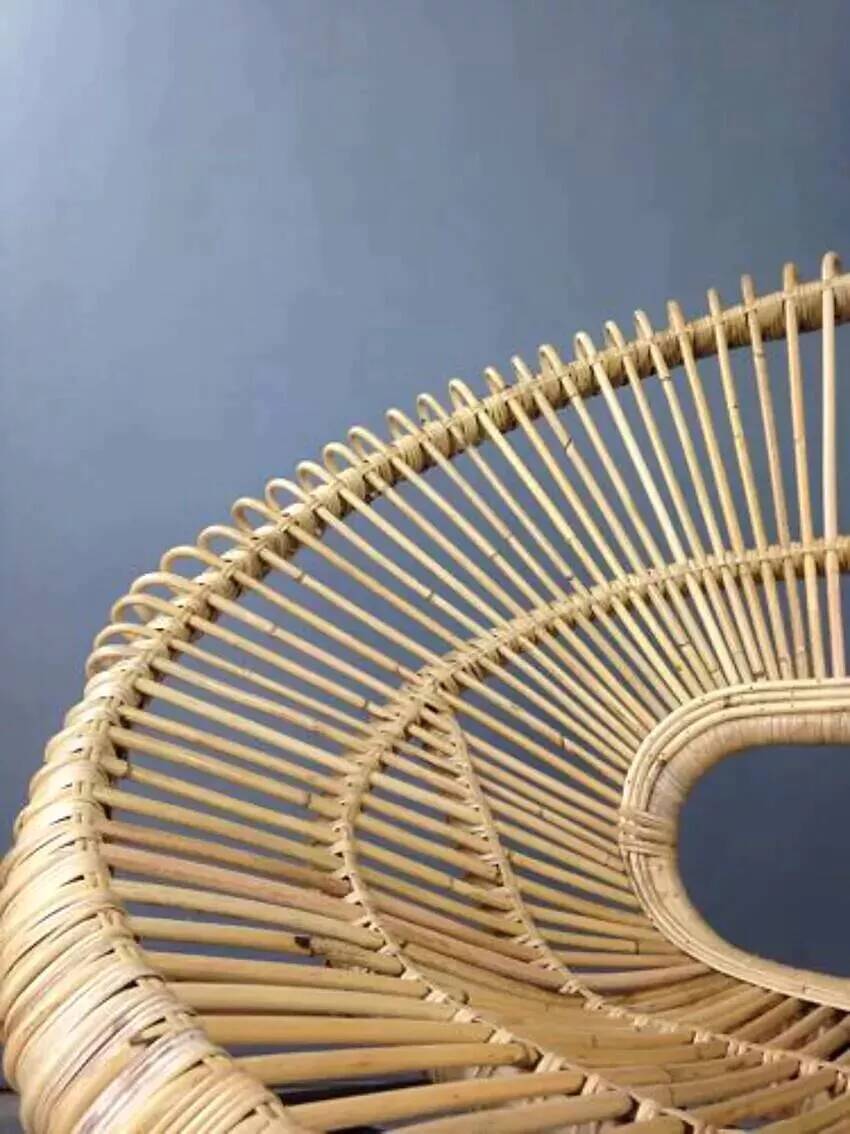 Rattan and metal armchair