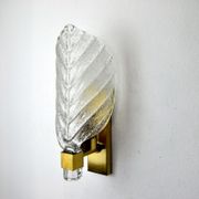 Applique feuille givrée, verre de murano, italie, 1970