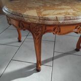 Old marble and wood coffee table from the 50s