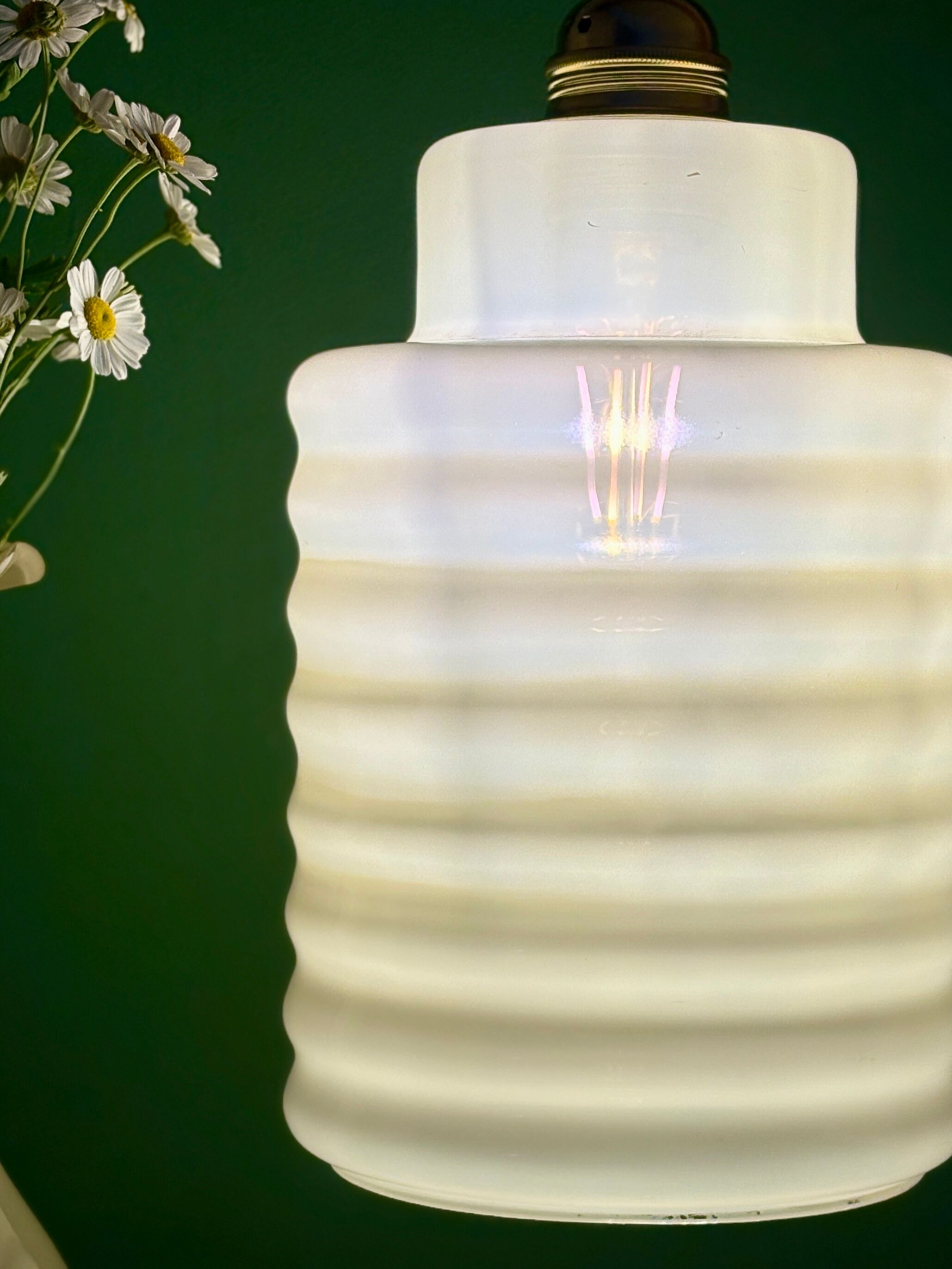 vintage pale yellow opaline suspension globe