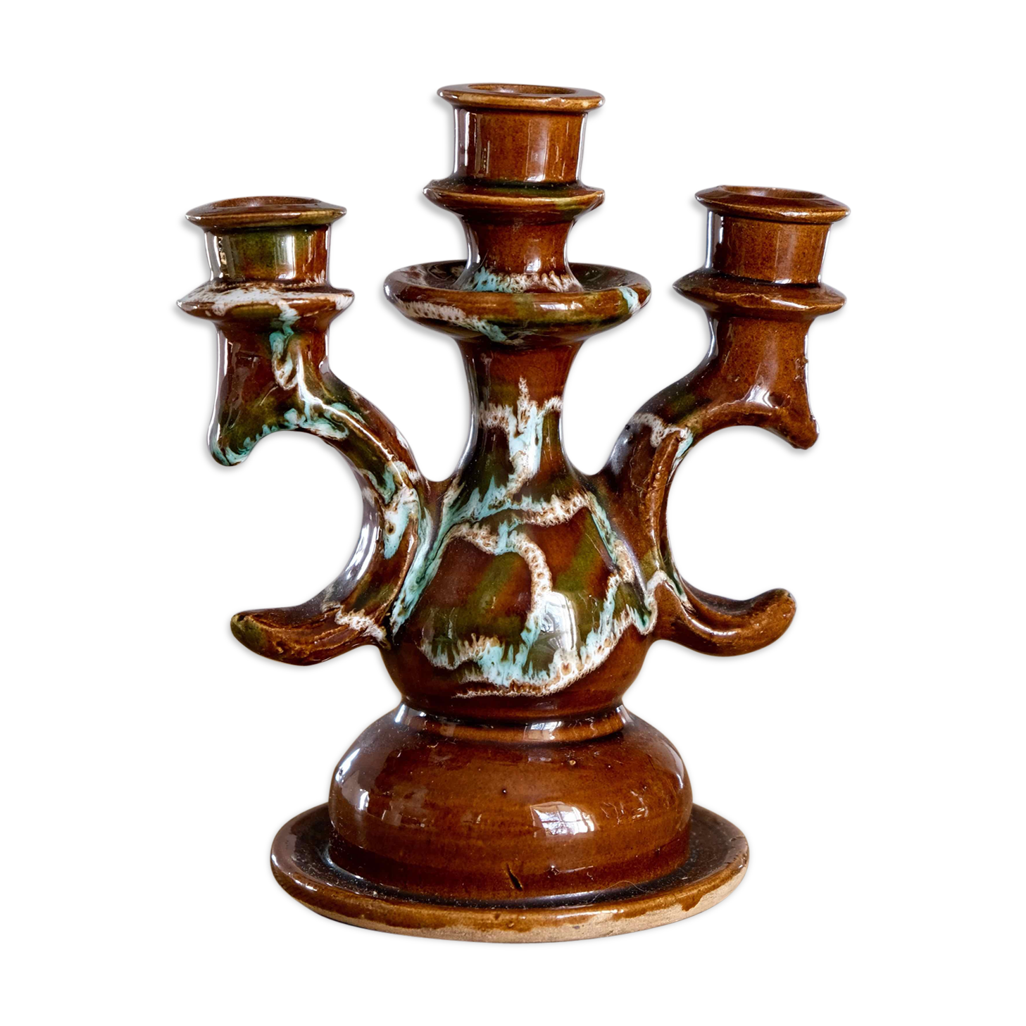 Candlestick three ceramic branches Vallauris the 1950s vintage