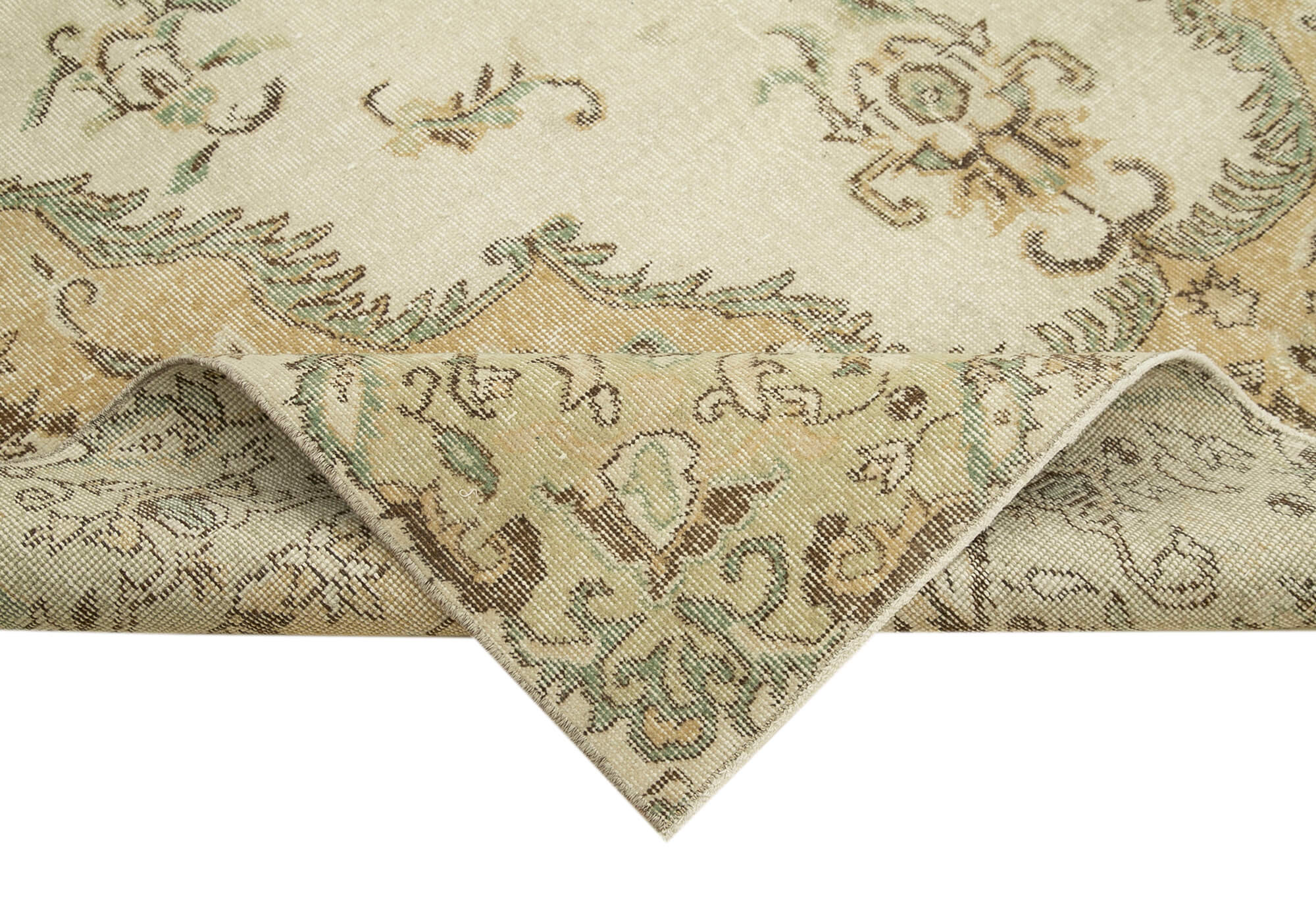 Handwoven distressed anatolian beige rug 200 cm x 320 cm