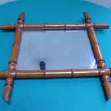 Mirror in solid beech Art Deco imitation bamboo