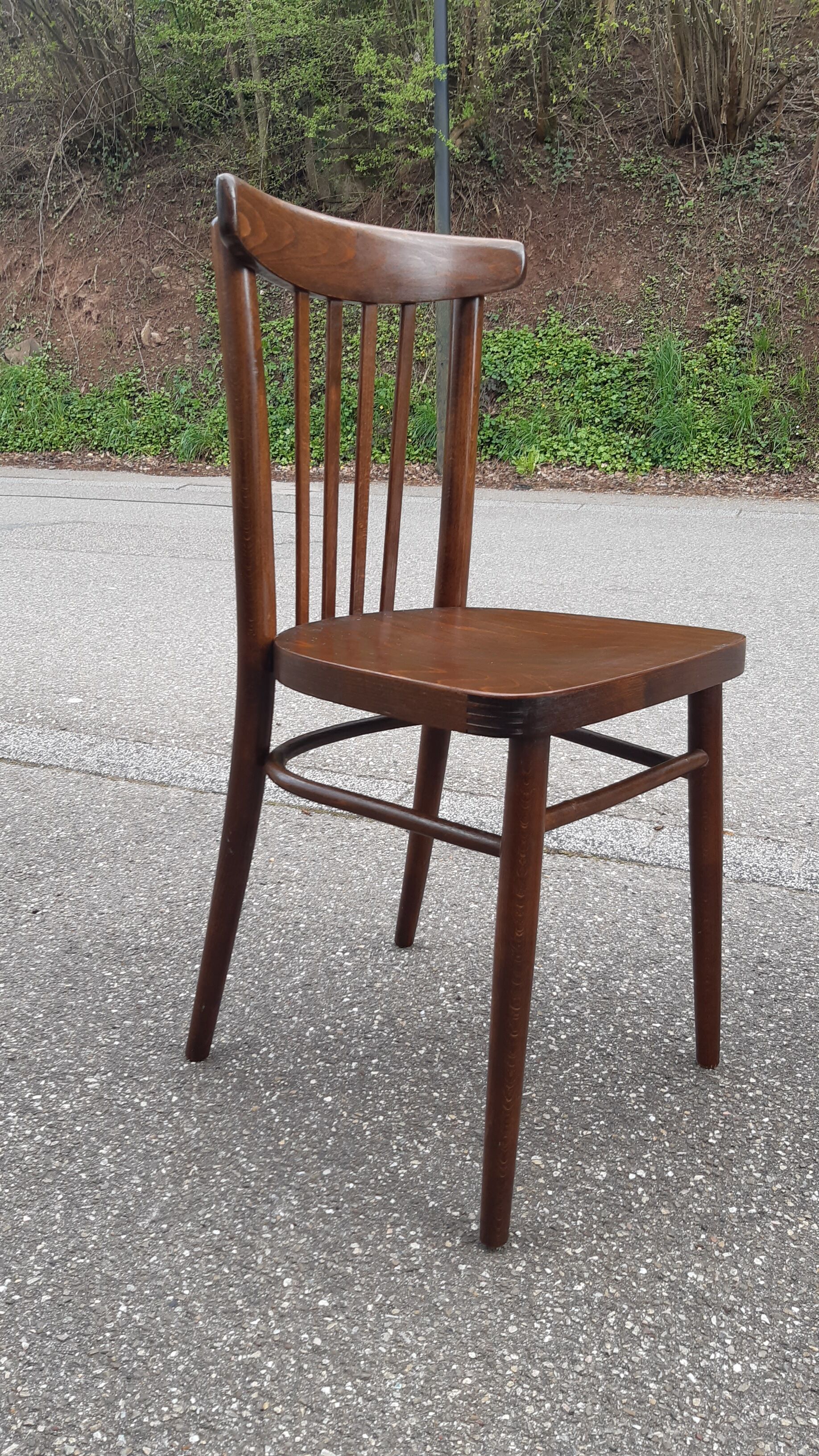 Curved wood bistro chairs edition Ton 1960