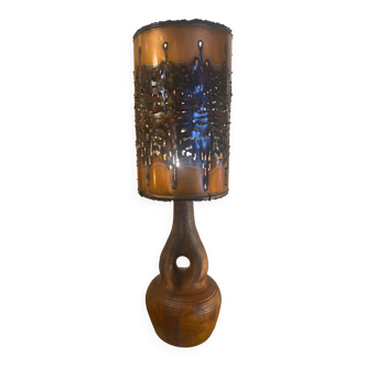 Vintage Accolay copper ceramic lamp