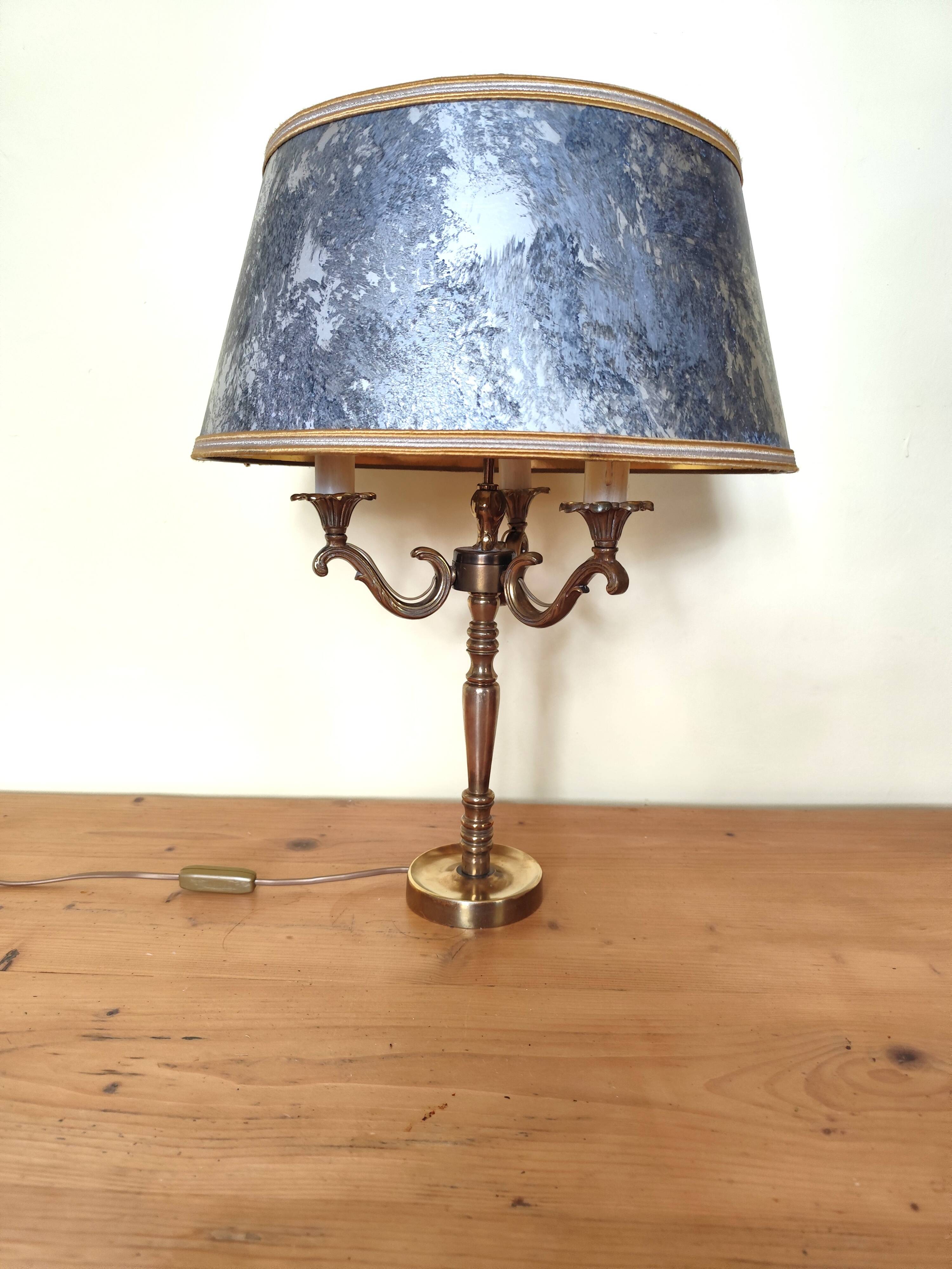 brass three-light bouillotte lamp, desk lamp