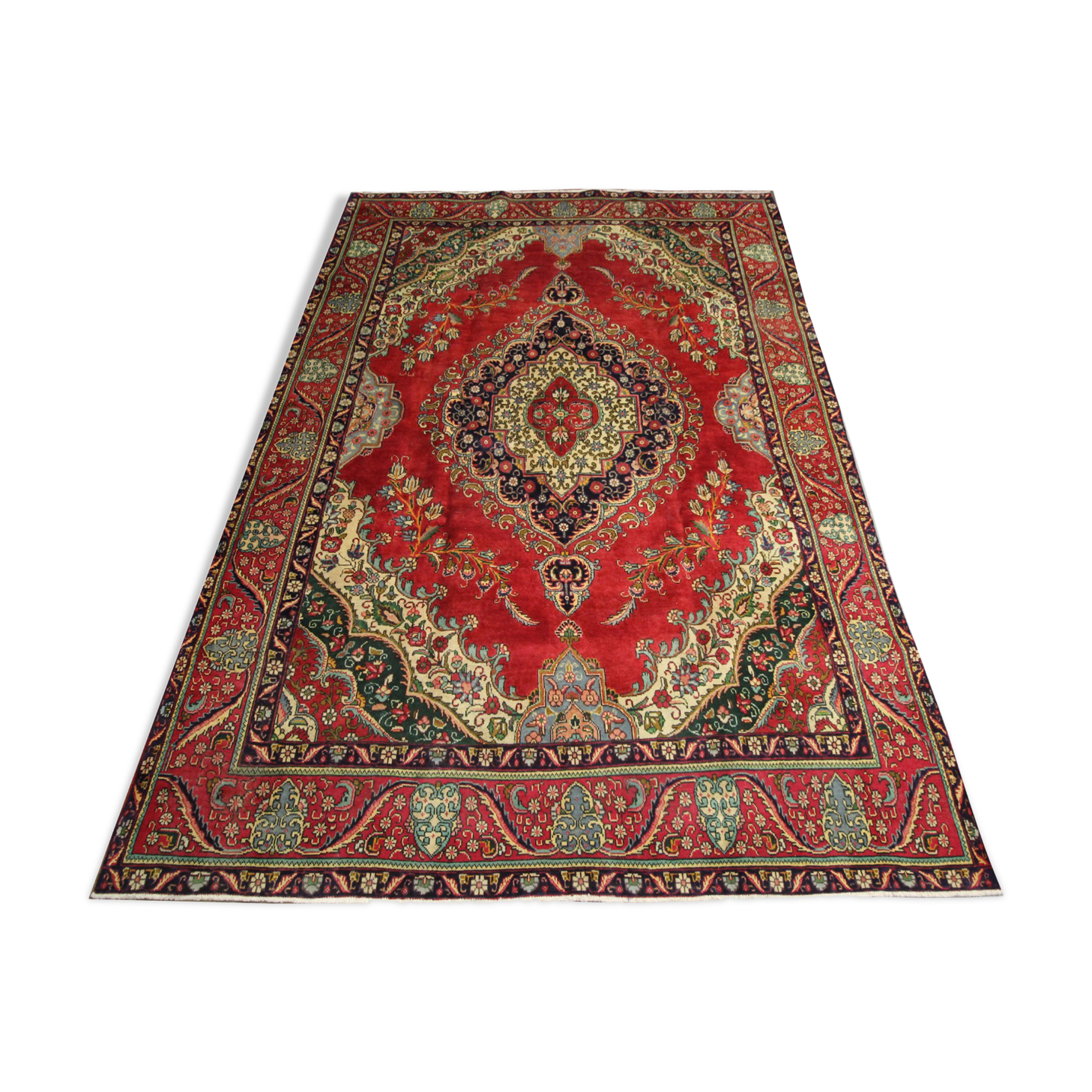 Tapis persan fait à la main en laine rouge 283x420cm